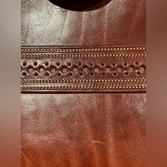 Vintage Brown Leather Bohemian Satchel Purse Bag Tote Western - Picture 11 of 12